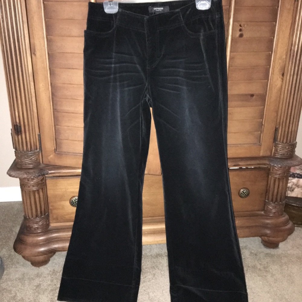 Black velvety stretch jeans